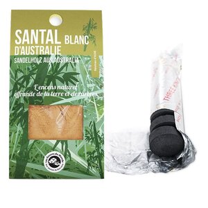 Résine de Santal blanc à brûler + rouleau de 10 charbons