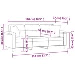 vidaXL Canapé 3 places avec oreillers beige 180 cm tissu microfibre
