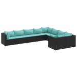 vidaXL Salon de jardin 9 Pièces avec coussins noir résine tressée