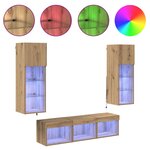 vidaXL Meubles TV muraux 5 Pièces Chêne noir Bois d'ingénierie