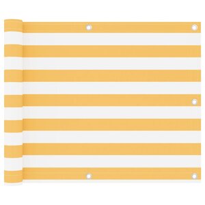 vidaXL Écran de balcon Blanc et jaune 75x400 cm Tissu Oxford