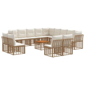 vidaXL Ensemble de canapés d'extérieur 14 Pièces Blanc Naturel et Crème
