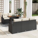 vidaXL Ensemble de Salle à Manger de Jardin de 6 Pièces avec Coussins Noir Rattan Poly Acacia