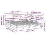 vidaXL Lit bibliothèque sans matelas blanc 200x200 cm bois pin massif