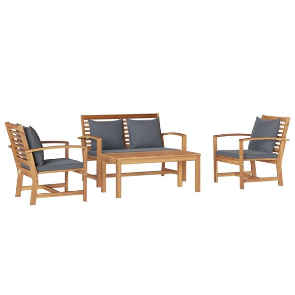 Ensemble de canapé de jardin 4 Pièces Naturel Bois de teck solide