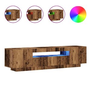 vidaXL Meuble TV avec lumières LED vieux bois bois d'ingénierie