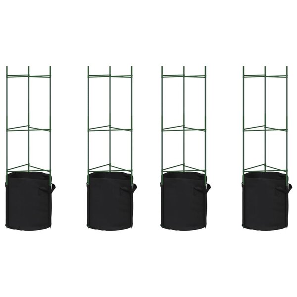 vidaXL Cages à tomates avec sacs à plantes 4 Pièces 116 cm acier et PP