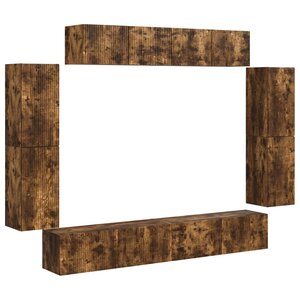 vidaXL Meuble TV 8 Pièces Chêne fumé