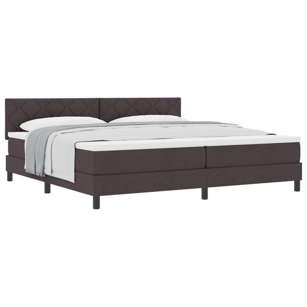 vidaXL Lit à ressorts avec tête de lit Marron foncé 200 x 200 cm tissu