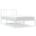 vidaXL Cadre de lit métal avec tête de lit blanc 75x190 cm