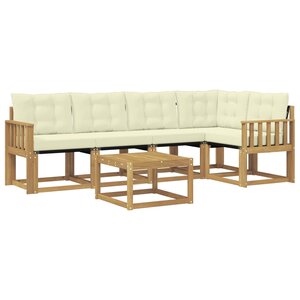 vidaXL Ensemble de canapés d'extérieur 6 Pièces Blanc et crème