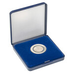 Écrin monnaie avec plateau velours bleu pour pièces de 18 à 50 mm. Diamètre intérieur - 30 mm