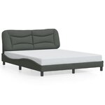 vidaXL Cadre de lit avec LED sans matelas Hvar gris foncé 160x200 cm tissu