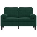 vidaXL Canapé 2 places avec oreillers vert foncé 120 cm velours