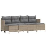 vidaXL Salon de jardin avec coussins 5 Pièces beige résine tressée