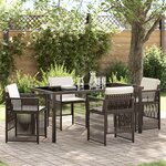 Ensemble de Salle à Manger de Jardin de 5 Pièces avec Coussins Marron Poly Rattan