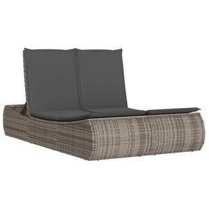 vidaXL Chaise longue double avec coussins gris résine tressée