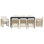 Ensemble de salle à manger de jardin de 9 pièces avec coussins Beige Poly Rotin