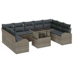 vidaXL Ensemble de canapé de jardin 10 Pièces Gris Poly rotin