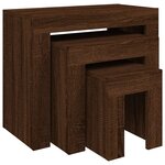 vidaXL Tables basses gigognes 3 Pièces chêne marron bois d'ingénierie