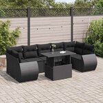 vidaXL Salon de jardin 8 Pièces avec coussins noir résine tressée