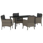 vidaXL Ensemble de salle à manger de jardin 5 pièces avec coussins gris poly rattan