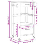 vidaXL Chariot de cuisine MONZA 48x40x90 cm bois massif de pin