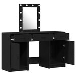 Set de table de maquillage 3 pièces avec éclairage LED en bois noir