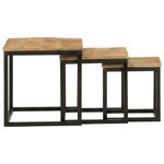 vidaXL Tables basses gigognes 3 Pièces bois massif de manguier et fer