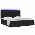 vidaXL Lit de rangement LED avec matelas Noir 200 x 200 cm Tissu