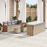 vidaXL Canapé de Jardin 11 Pièces Beige Poly Rattan Acacia