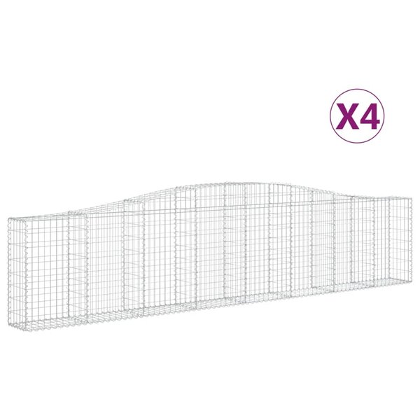 vidaXL Paniers à gabions arqués 4 Pièces 400x30x80/100 cm Fer galvanisé