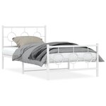 vidaXL Cadre de lit métal avec tête de lit/pied de lit blanc 100x190cm