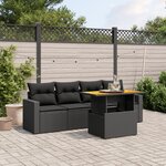 vidaXL Salon de jardin 5 Pièces avec coussins noir résine tressée