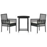 vidaXL Ensemble bistro de jardin 3 Pièces Noir Poly rotin