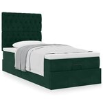 vidaXL Cadre de lit ottoman avec matelas vert foncé 90x200 cm velours
