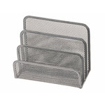 Trieur enveloppes q-connect métal mesh maille métallique 3 compartiments courrier 170x135x83mm coloris argent