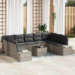 vidaXL Ensemble de canapé de jardin avec coussin 10 Pièces Gris clair