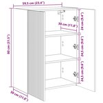 vidaXL Meuble TV mural Blanc 59 5 x 31 x 60 cm Bois d'ingénierie