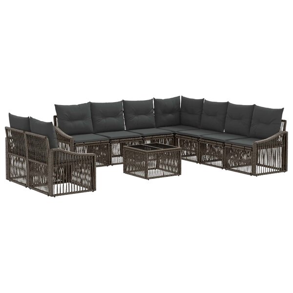 vidaXL Ensemble de canapé de jardin 10 Pièces Gris polyrotin