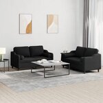 vidaXL Ensemble de canapés 2 Pièces avec coussins noir tissu
