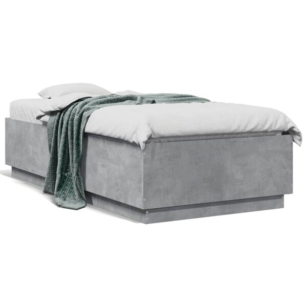 vidaXL Cadre de lit sans matelas gris béton 75x190 cm