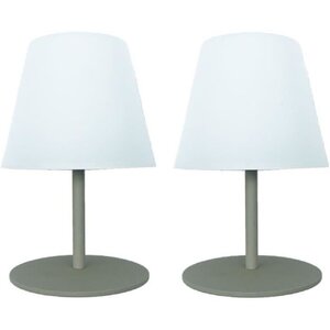 2 lampes de table sans fil TWINS - Olive - H16 cm - LED