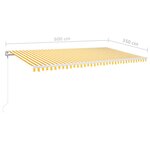 vidaXL Auvent automatique capteur de vent LED 600x350cm Jaune et blanc