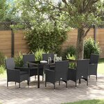 vidaXL Ensemble de salle à manger pour jardin 7 Pièces Noir Poly rotin