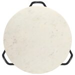vidaXL Table basse Blanc 65x65x42 cm Pierre véritable texture marbre