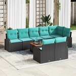 vidaXL Ensemble de canapé de jardin 9 Pièces Noir et turquoise