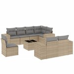 vidaXL Salon de jardin avec coussins 9 Pièces beige résine tressée