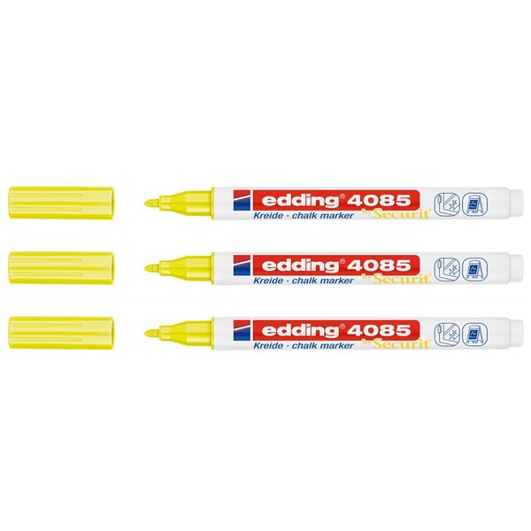 Marqueur Craie Liquide 4085 Jaune fluo Pointe Ronde 1-2 mm x 3 EDDING