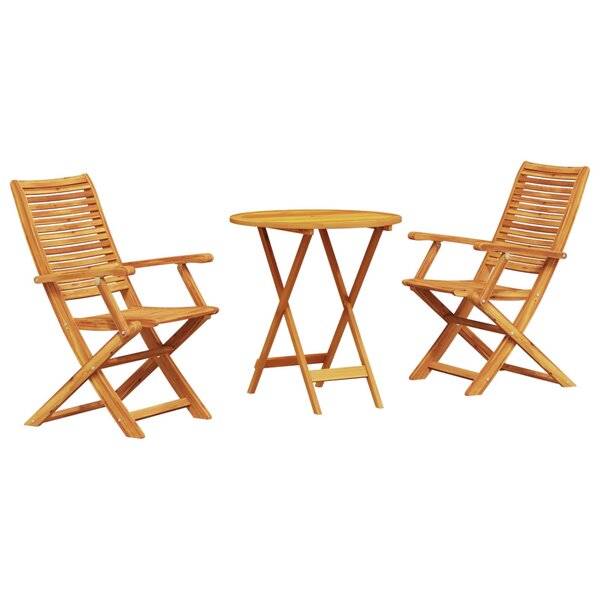vidaXL Ensemble bistro pliant 3 Pièces Marron Bois d'Acacia Massif